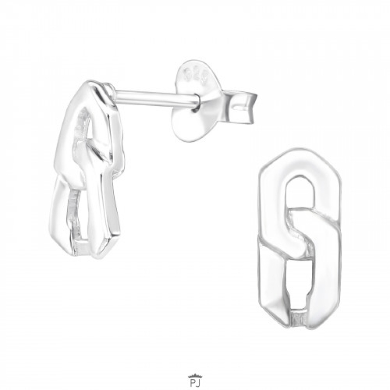 Oorknopjes zilver kettingschakel