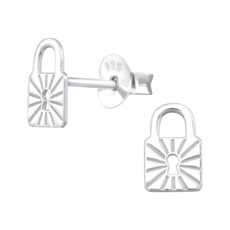 Oorknopjes zilver lasergesneden hoofdsleutel