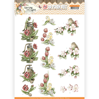 3D Push Out - Precious Marieke - Red Flowers Spring Delight