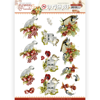 3D Push Out - Precious Marieke - Flowers And Friends - Red Flowers