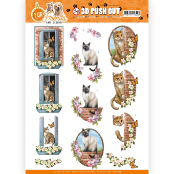 3D Push Out - Amy Design - Fur Friends - Cat On The Wall