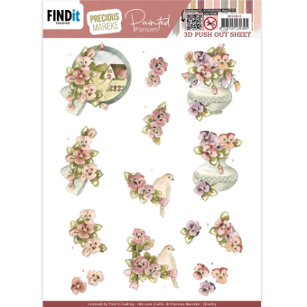 3D Push Out - Precious Marieke - Painted Pansies - Pink