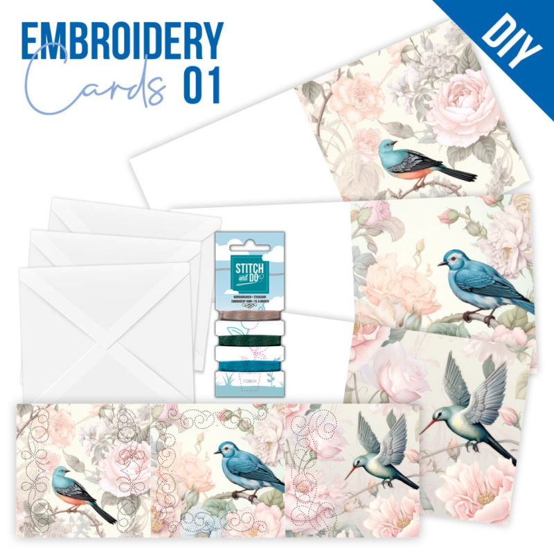 Stitch and Do Cards 001 - Blue Birds