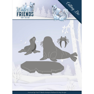 Dies - Walrus en Zeehond Poolvrienden Winter Friends - Snijmal (Die) van Amy Design