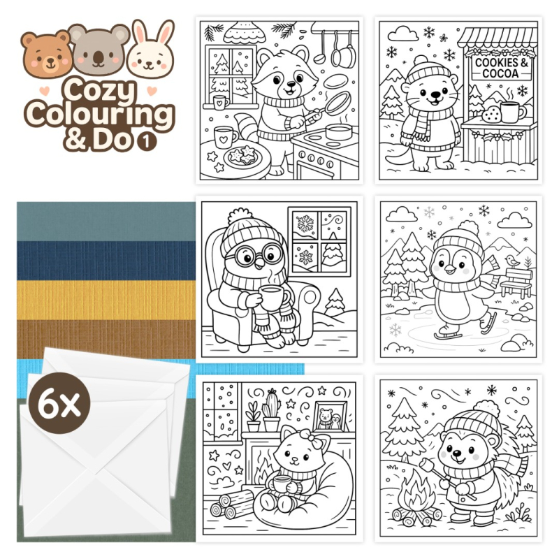 Findit Color - Cozy Colouring Cards Set - Winter friends