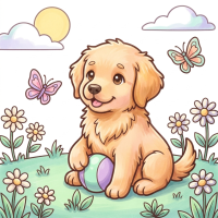  Findit Color - Mini Cozy Colouring Book - Buddy The Puppy (15 x 15 cm)