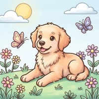  Findit Color - Mini Cozy Colouring Book - Buddy The Puppy (15 x 15 cm)