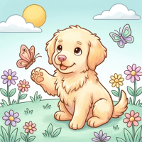  Findit Color - Mini Cozy Colouring Book - Buddy The Puppy (15 x 15 cm)