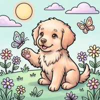  Findit Color - Mini Cozy Colouring Book - Buddy The Puppy (15 x 15 cm)