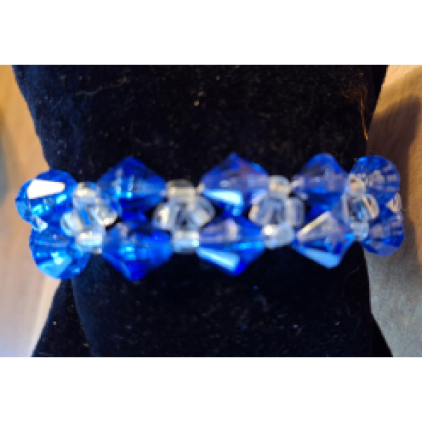 Kralenarmband blauwe acrylkralen met wit