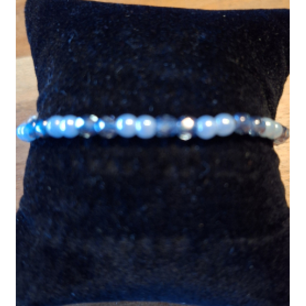 Kralenarmband 2 blauw 2 doorzichtig blauw