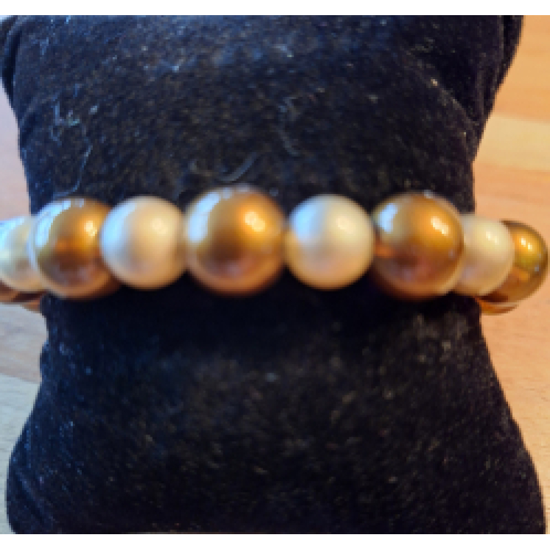 Kralenarmband bruin beige