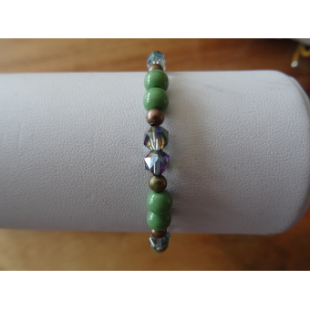 Kralenarmband dames groen met 2 glaskralen