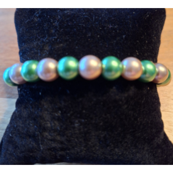 Kralenarmband groen wit