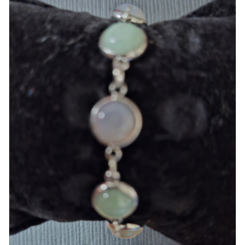 Armband dames met 9 cabochon in de kleur groen, beige