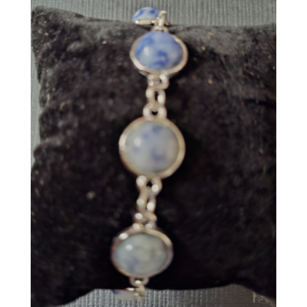 Armband Dames met cabochons bewerkt blauw