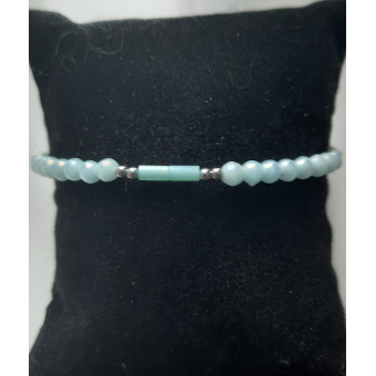 Kralenarmband dames 8 mint, 2 langwerpig en 2 zilver