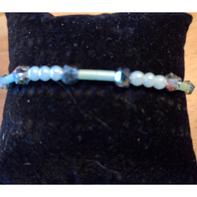 Kralenarmband dames 3mint, 2 langwerpig en 1 doorzichtige glaskraal