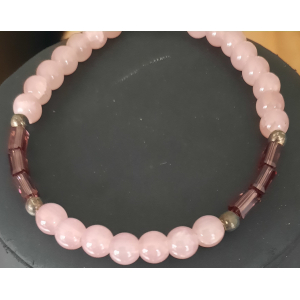 Armband dames flamingo en langwerpige kralen