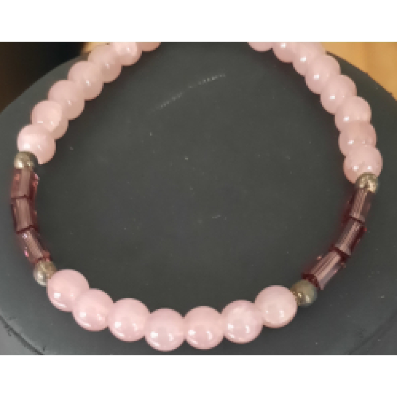 Armband dames flamingo en langwerpige kralen