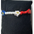 Kinderarmband met kralen 16cm rood, wit, blauw met smiley's