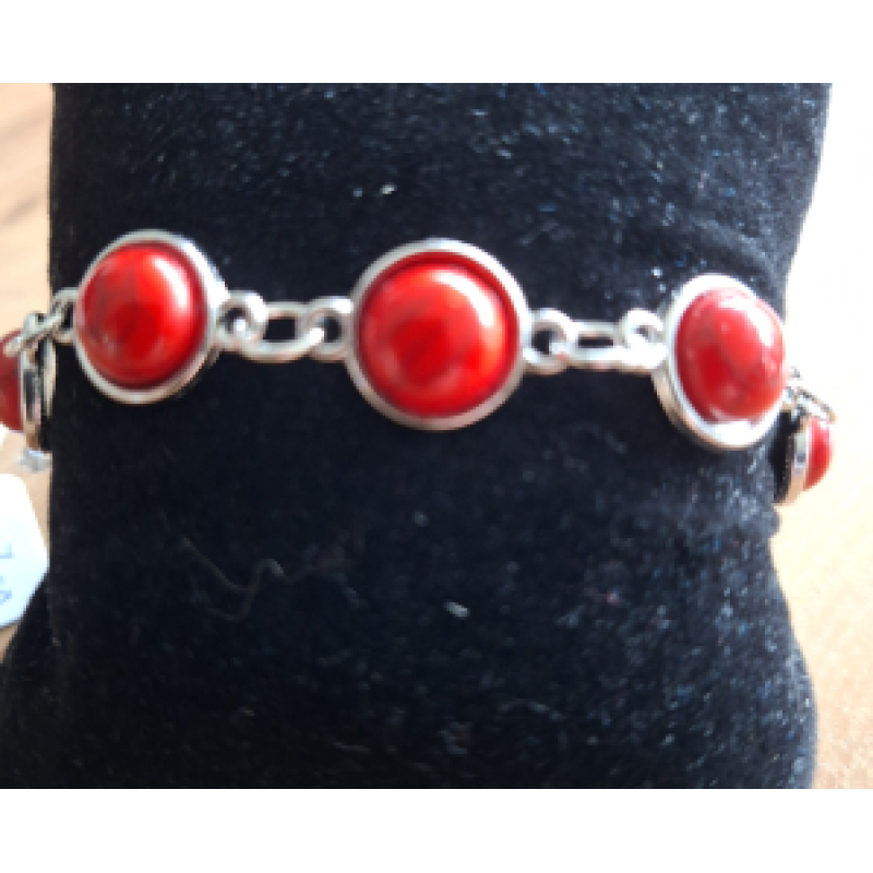 Armband dames met 9 cabochon in de kleur rood