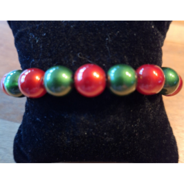 Kralenarmband rood groen