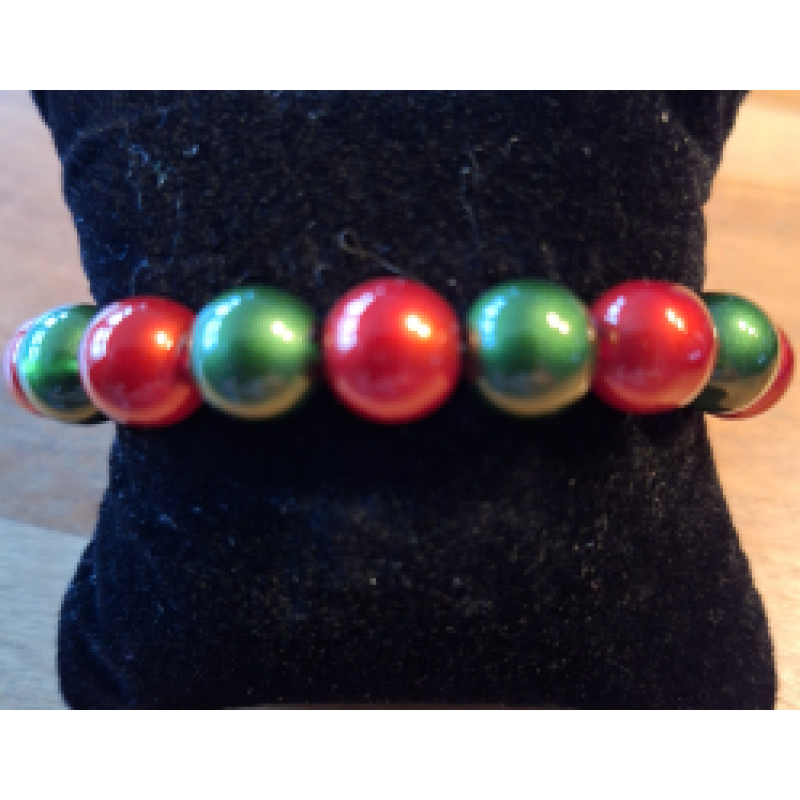 Kralenarmband rood groen