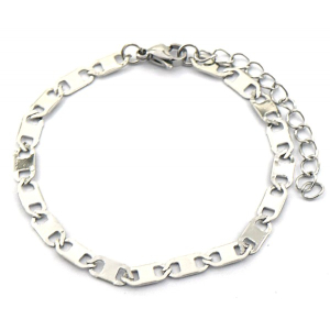 Armband dames stainless steel zilverkleur platte schakel 4mm breed