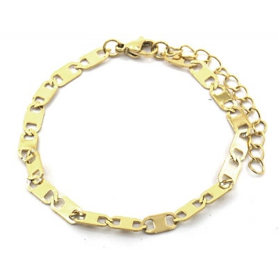 Armband dames stainless steel goudkleur platte schakel 4mm breed