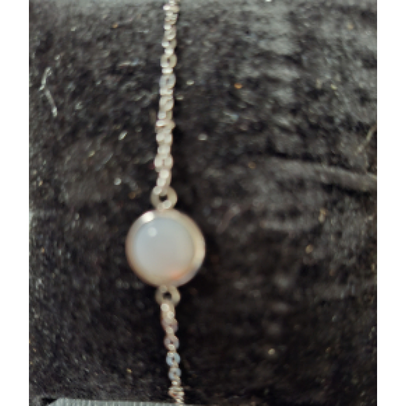 Armband dames stainless steel met cabochon in de kleur beige