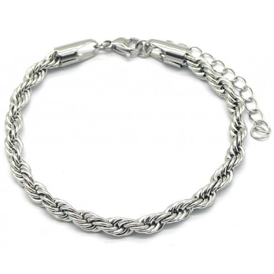 Armband RVS staal: twisted zilverkleur