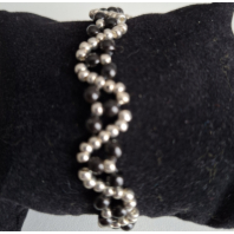 Kralenarmband dames zwart met zilveren miyki kralen