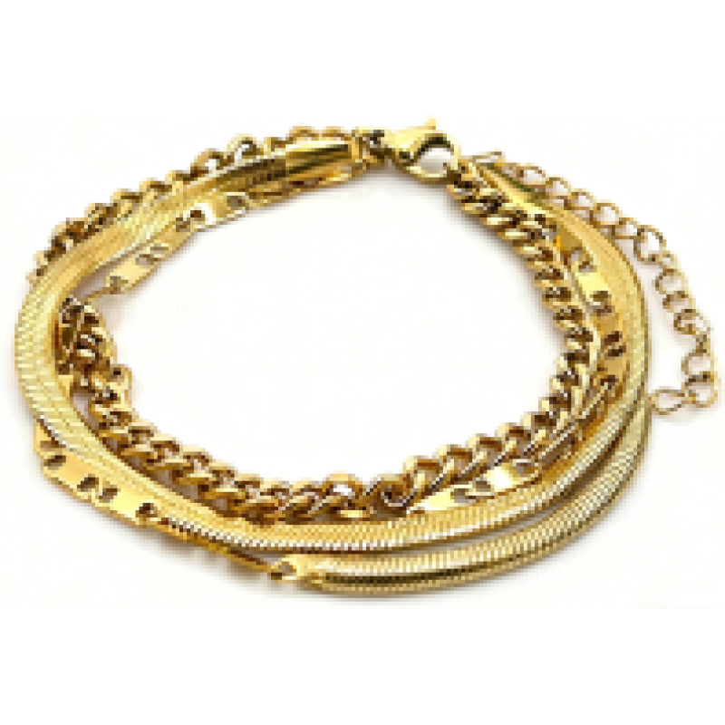 Armband stainless steel Layered 16-21cm goudkleur