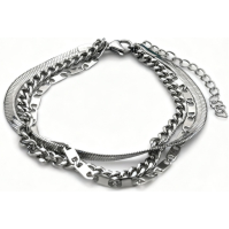 Armband stainless steel Layered 16-21cm zilverkleur