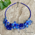 Blauwe bloemketting van glas (lampwork)