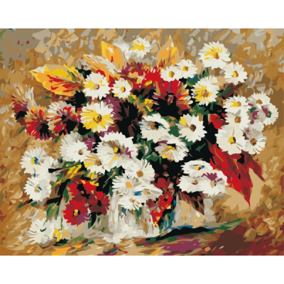 Schilderen op nummer 50x40cm (op frame) : bloemen 