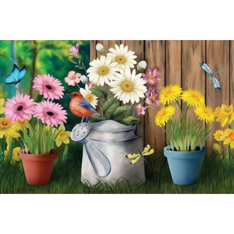 Mona Lisa diamond painting 50x40cm: bloemen met gieter