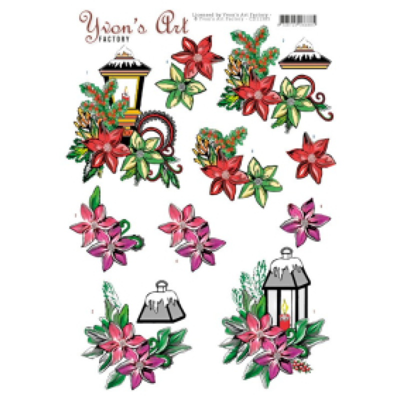 3D knipvel - Yvon's art - Kerst Lichtjes