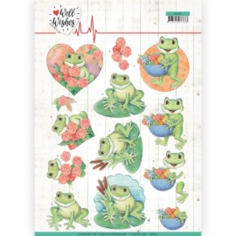 Frogs Well Wishes 3D knipvel by Jeanine's Art