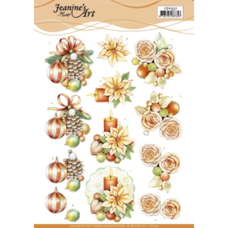 3D knipvel Sheet - Jeanine's Art - Salmon Christmas Baubles