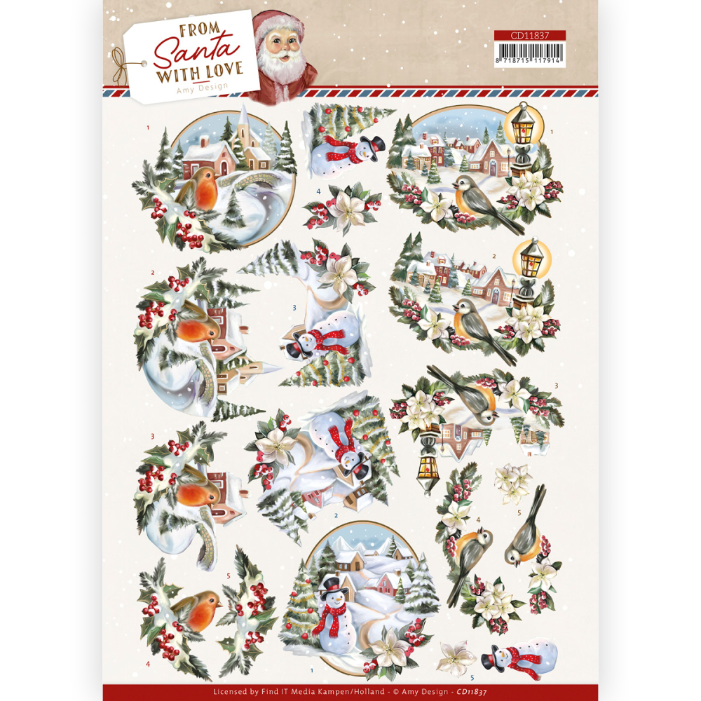 3D knipvel - Amy Design - From Santa with Love - Snowman