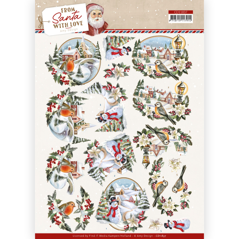 3D knipvel - Amy Design - From Santa with Love - Snowman