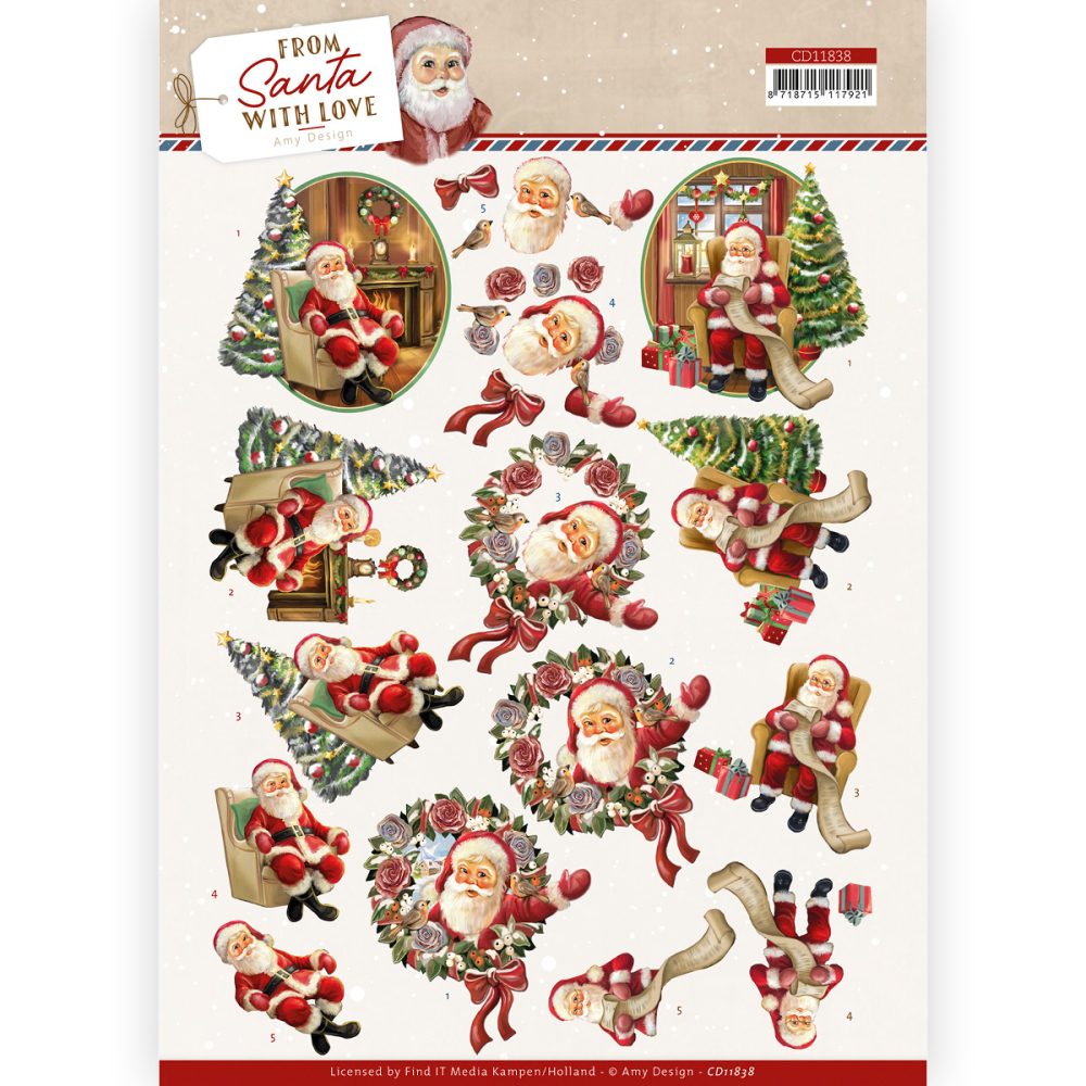 3D knipvel - Amy Design - From Santa with Love - Santa