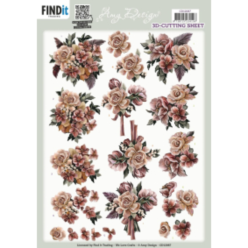 3D knipvel - Amy Design - Pink Roses