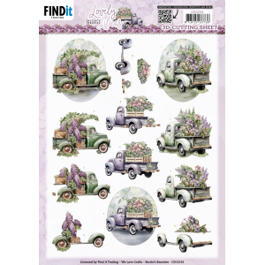 3D knipvel - Berries Beauties - Lovely lilacs - lovely cars