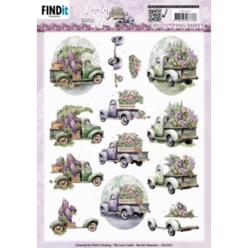 3D knipvel - Berries Beauties - Lovely lilacs - lovely cars