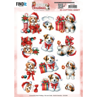 3D knipvel -Berries Beauties - A Very Furry Christmas - Puppy