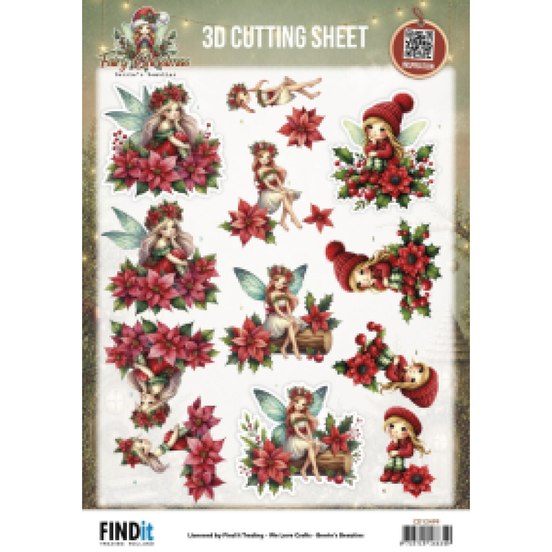 3D knipvel - Berries Beauties - Fairy Christmas - Poinsettia