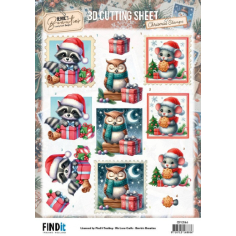 3D knipvel - Berrie's Beauties - Christmas Stamps - Woodland Friends
